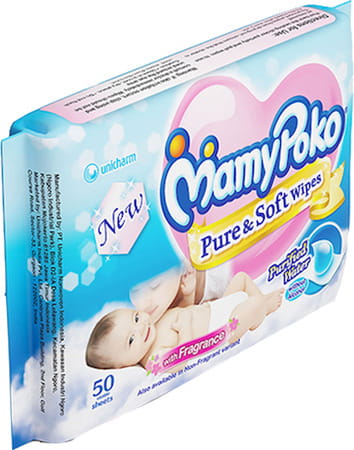 Mamypoko Wipes Pure & Soft With Purified Water And Without Alcohol With Fragrance Pack Of 50