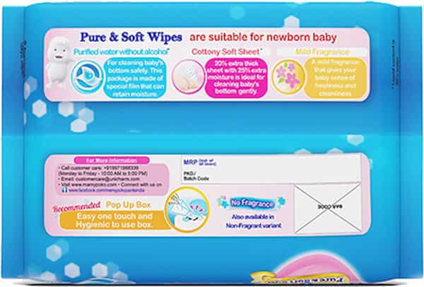 Mamypoko Wipes Pure & Soft With Purified Water And Without Alcohol With Fragrance Pack Of 50