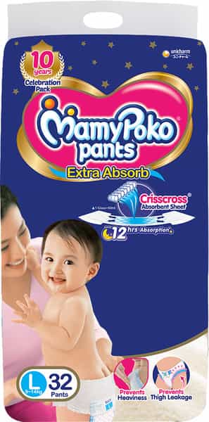 Mamypoko Pants Extra Absorb Diaper - Large Size Pack Of 32 Diapers