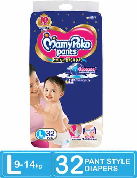 Mamypoko Pants Extra Absorb Diaper - Large Size Pack Of 32 Diapers