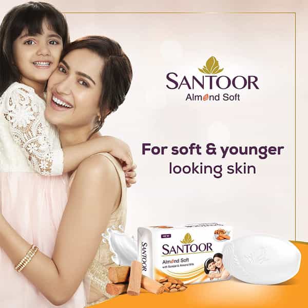 Santoor Sandal And Almond Milk Soap (Pack Of 3 Soaps) - 150 Gm Each