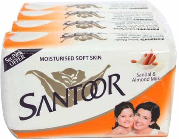 Santoor Sandal & Almond Milk Soap 4*100G