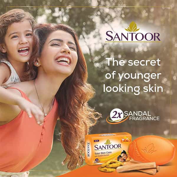 Santoor Sandal And Turmeric Soap (Pack Of 4 Soaps) - 150 Gm Each