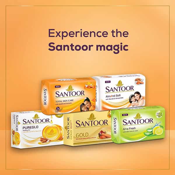 Santoor Sandal And Turmeric Soap (Pack Of 4 Soaps) - 150 Gm Each