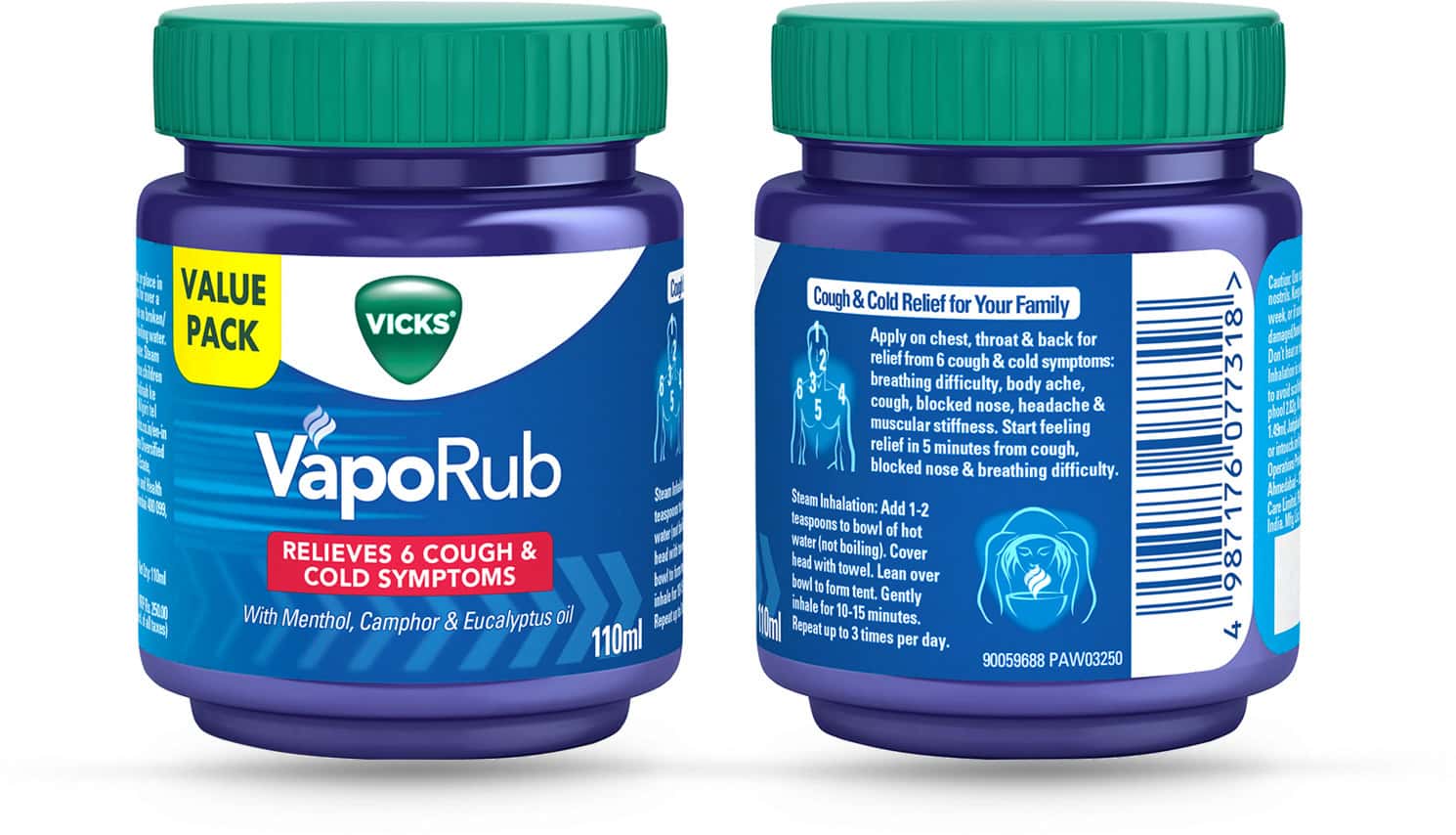Buy VICKS VAPORUB 110ML RELIEF FROM COLD COUGH HEADACHE AND BODY PAIN Online & Get Upto 60 OFF