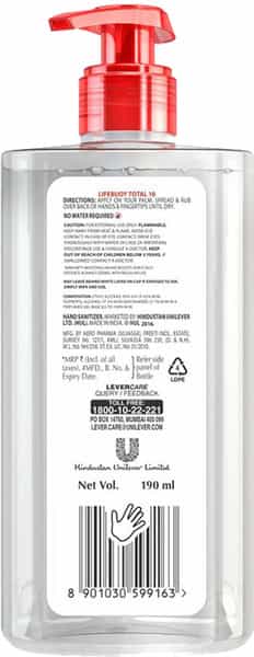 Lifebuoy Total Hand Sanitizer Bottle Of 190 Ml