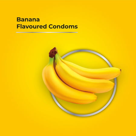 Skore Banana Flavoured With Additional Lubrication 1500+ Dots Condoms 10 No'S