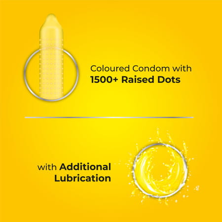 Skore Banana Flavoured With Additional Lubrication 1500+ Dots Condoms 10 No'S