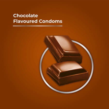 Skore Chocolate Flavoured With Additional Lubrication 1500+ Dots Condom 10 No'S