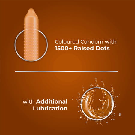 Skore Chocolate Flavoured With Additional Lubrication 1500+ Dots Condom 10 No'S