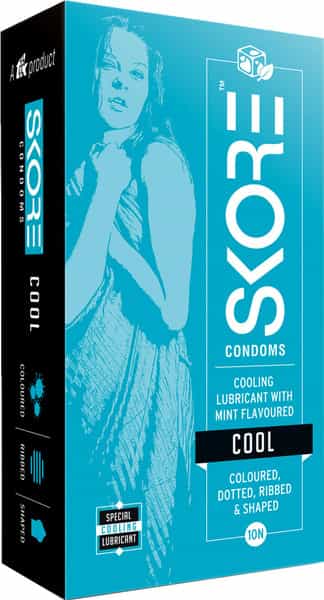 Skore Cool Mint Dotted Box Of 10 Condoms