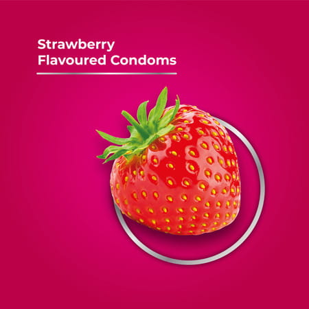 Skore Strawberry Flavoured With Additional Lubrication 1500+ Dots Condom 10 No'S