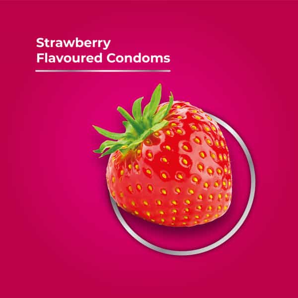 Skore Strawberry Flavoured With Additional Lubrication 1500+ Dots Condom 10 No's