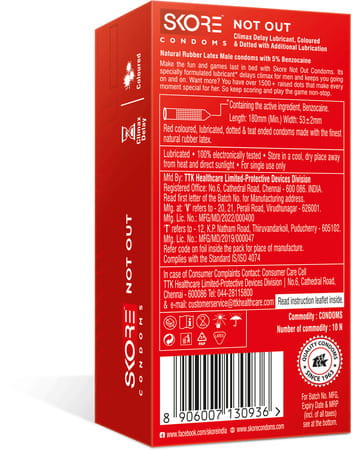 Skore Not Out Dotted Box Of 10 Condoms