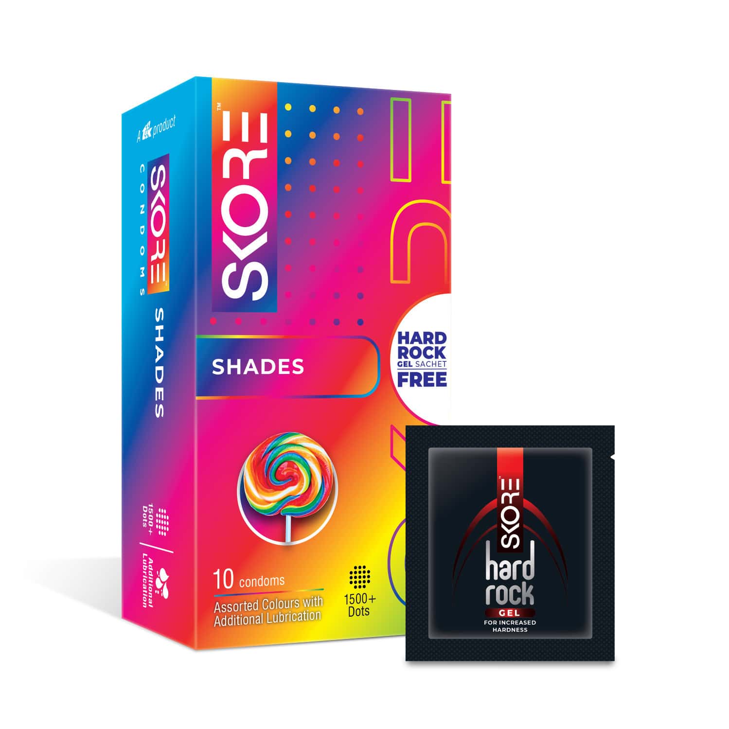Skore Shades Coloured With Additional Lubrication 1500+ Dots Condom 10 No's