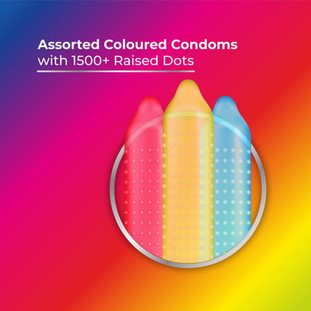 Skore Shades Coloured With Additional Lubrication 1500+ Dots Condom 10 No'S