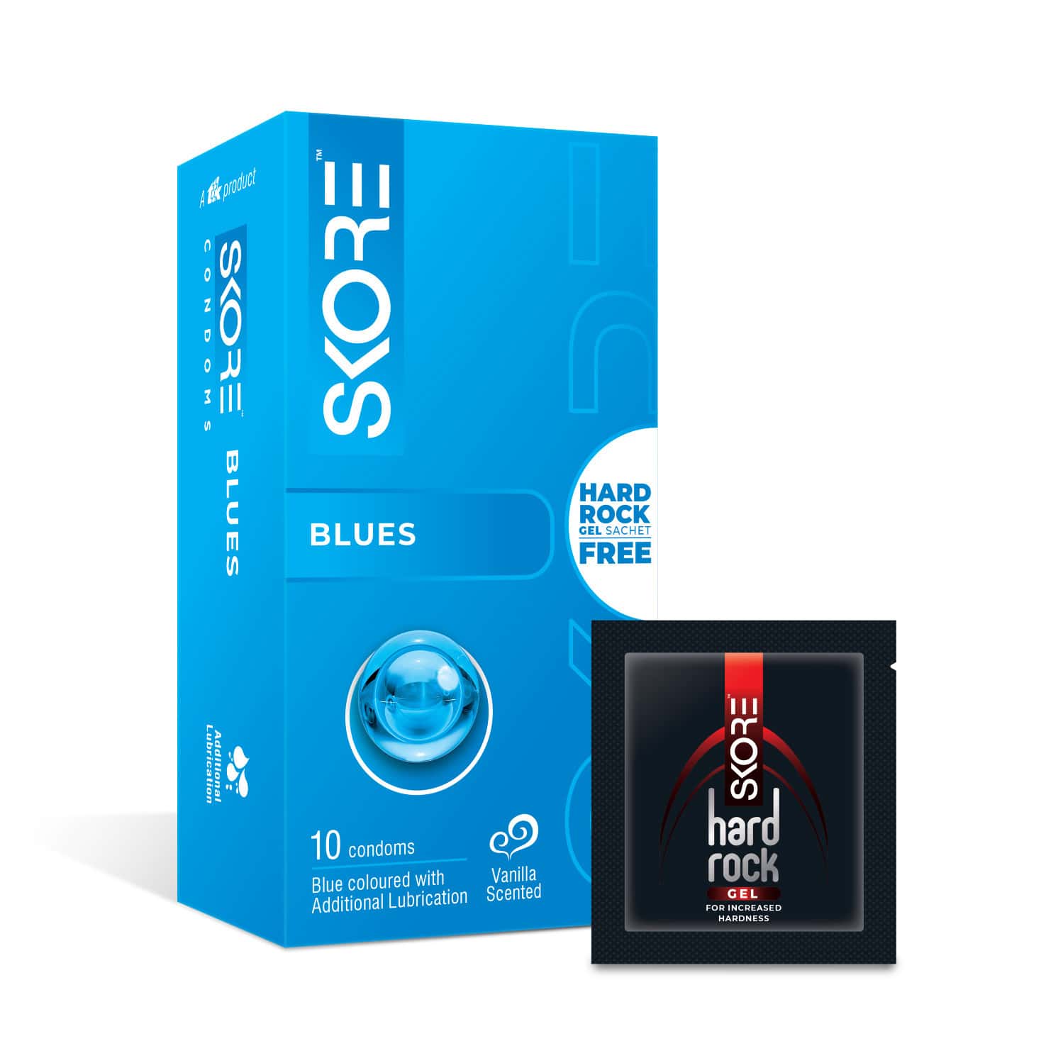 Skore Blues Blue Coloured Box Of 10 Condoms