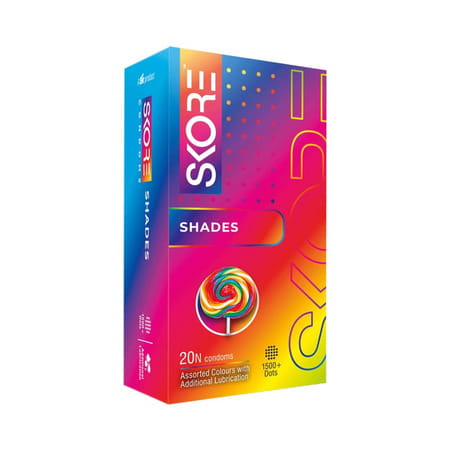 Skore Shades Coloured & Dotted Box Of 20 Condoms
