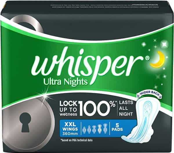 Whisper Ultra Overnight Sanitary Pads Xxl 5 Pieces