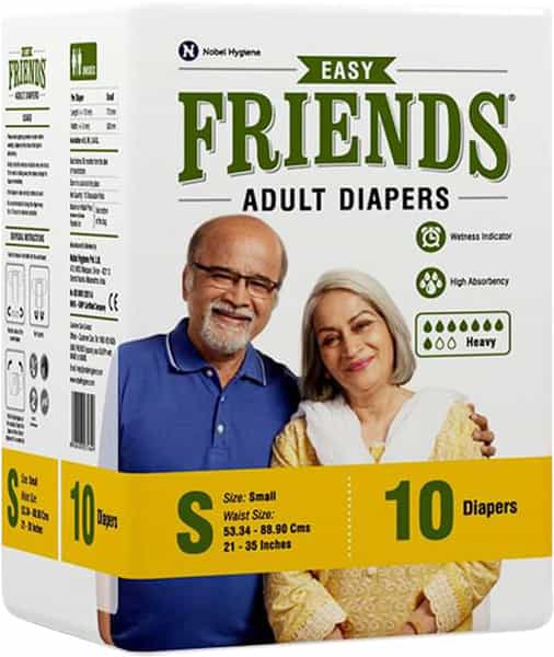 Friends Easy Adult Diapers Tape Style High Absorbency Core 10 Count (S) Waist: 23.62- 37.40 Inch