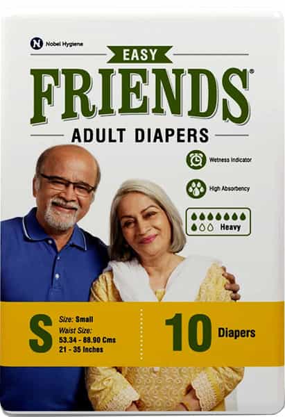 Friends Easy Adult Diapers Tape Style High Absorbency Core 10 Count (S) Waist: 23.62- 37.40 Inch