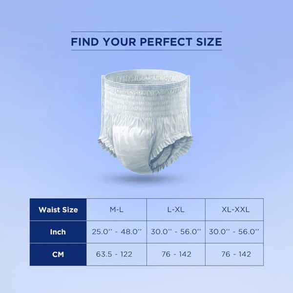 Friends Premium Adult Diapers Pant Style - 10 Count -(Xl) Waist 30-56 Inch