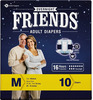 Friends Overnight Adult Diapers Tape Style - 10 Count (M) Waist Size 72 - 130Cm (28.35 - 51.18 Inch)