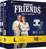 Friends Overnight Adult Diapers Tape Style - 10 Count (L) Waist 83-152 Cm(32.68-59.84 Inch)