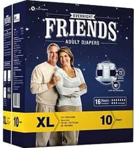 Friends Overnight Adult Diapers Tape Style 10 Count (xl) Waist 90-166 Cm(35.43-65.35 Inch)