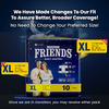 Friends Overnight Adult Diapers Tape Style 10 Count (Xl) Waist 90-166 Cm(35.43-65.35 Inch)