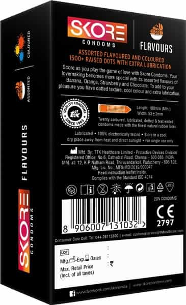 Skore Multi Flavour Box Of 20 Condoms