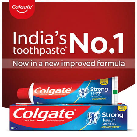 Colgate Strong Teeth Toothpaste (200g + 100g + Toothbrush) 300 Gm