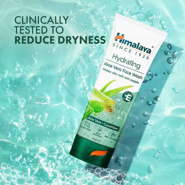 Himalaya Hydrating Aloe Vera Face Wash With Cucumber Extract | Softens & Cools Dry Skin 100Ml