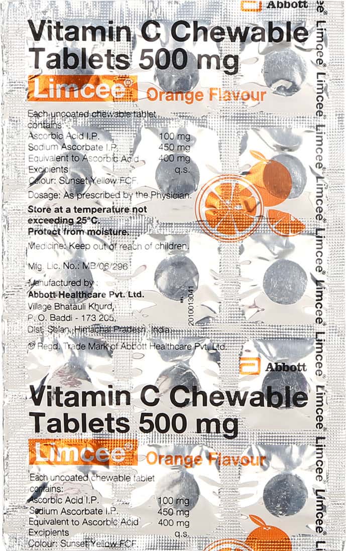 Limcee 500mg Orange Flavour Chewable Strip Of 15 Tablets