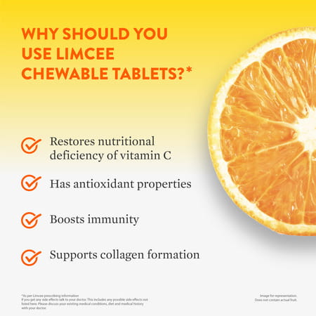 Limcee Chewable Vitamin C 500mg | Tangy Orange | Immunity | Antioxidant & Skin Support | 15 Tablets