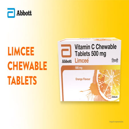 Limcee Chewable Vitamin C 500mg | Tangy Orange | Immunity | Antioxidant & Skin Support | 15 Tablets