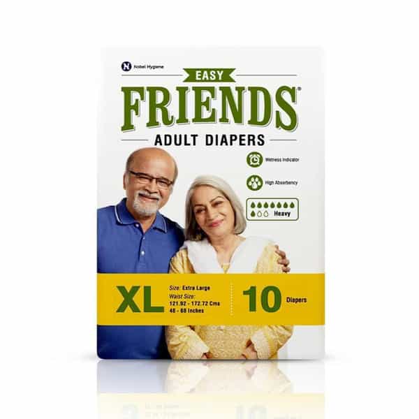 Friends Easy Adult Diapers Tape Style High Absorbency Core 10 Count (Xl) Waist 29.53- 62.99 Inch
