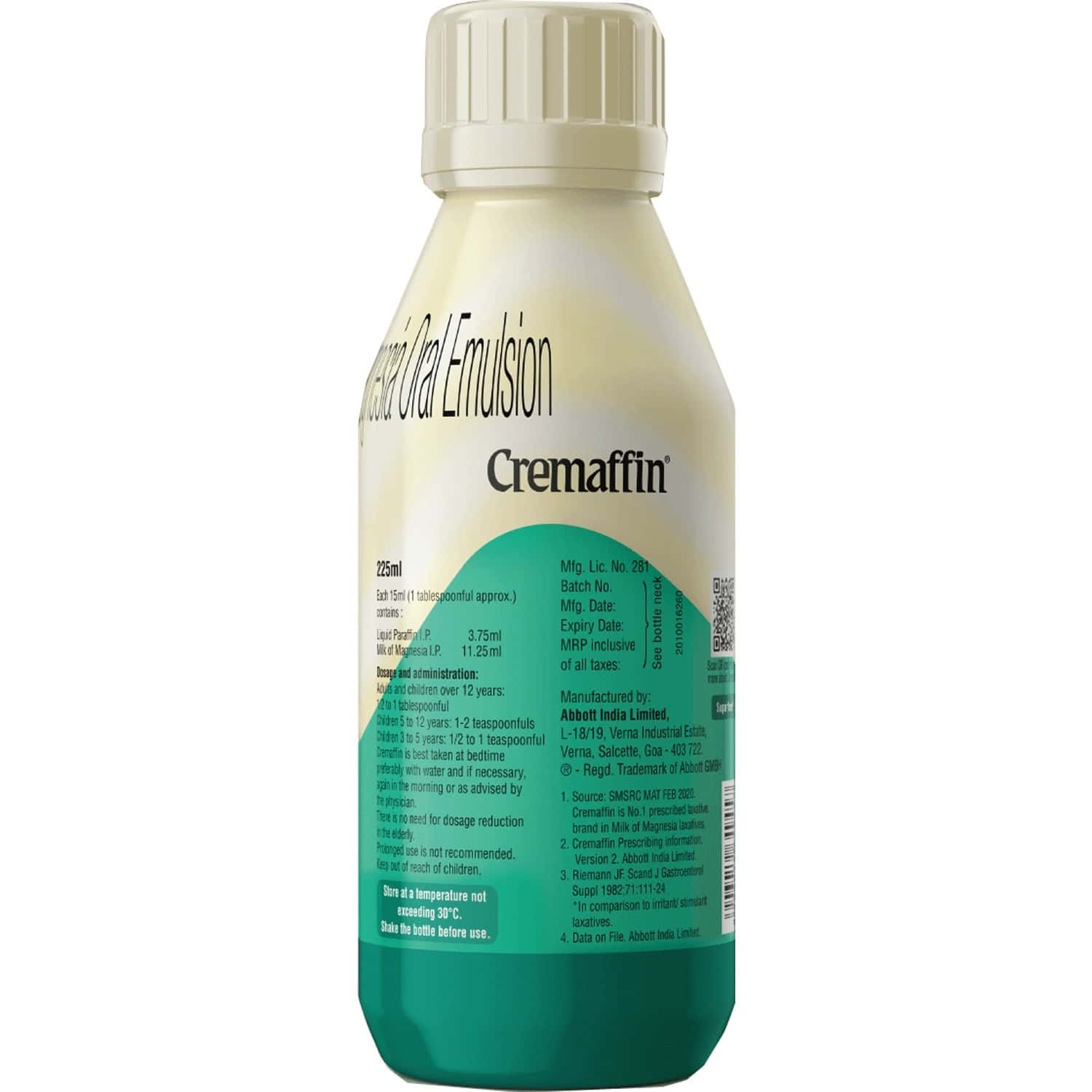 Buy CREMAFFIN CONSTIPATION RELIEF SYRUP MINT 225ML Online & Get Upto 60