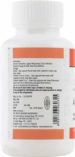 Add Veda Air- -For Chronic Bronchitis Bronchial Asthma 60 Capsules
