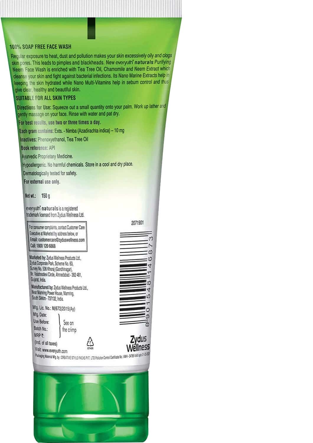Buy EVERYUTH NATURALS PURIFYING NEEM FACE WASH 150 GM Online & Get Upto