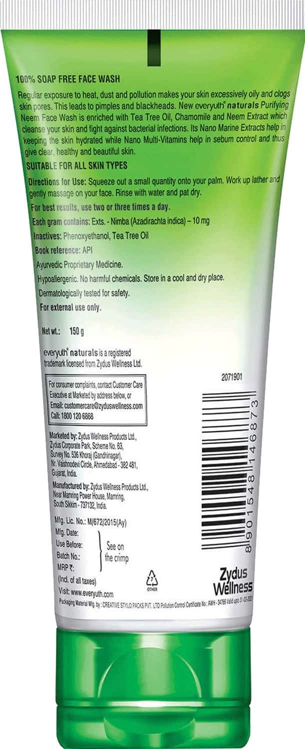 Buy EVERYUTH NATURALS PURIFYING NEEM FACE WASH 150 GM Online & Get Upto 60 OFF at PharmEasy