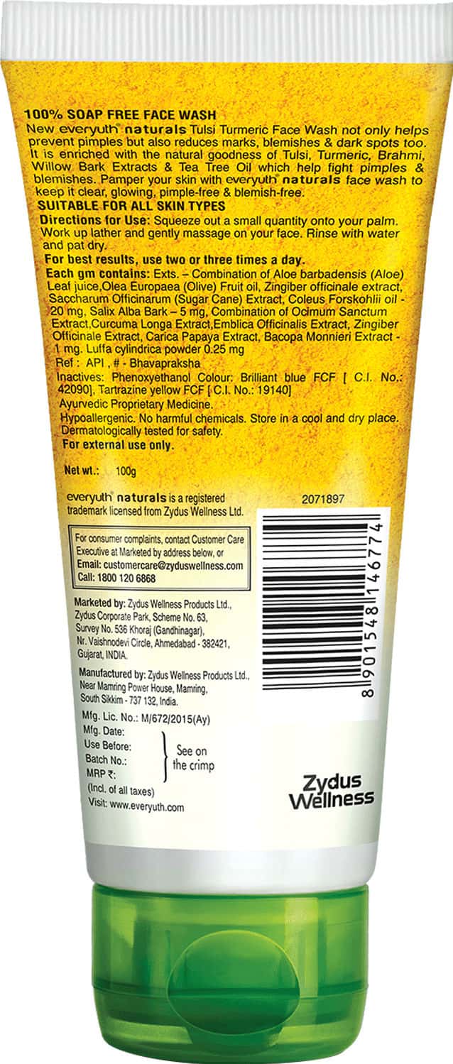 Buy EVERYUTH NATURALS ANTI ACNE TULSI TURMERIC FACE WASH TUBE OF 100 G Online & Get Upto 60 OFF