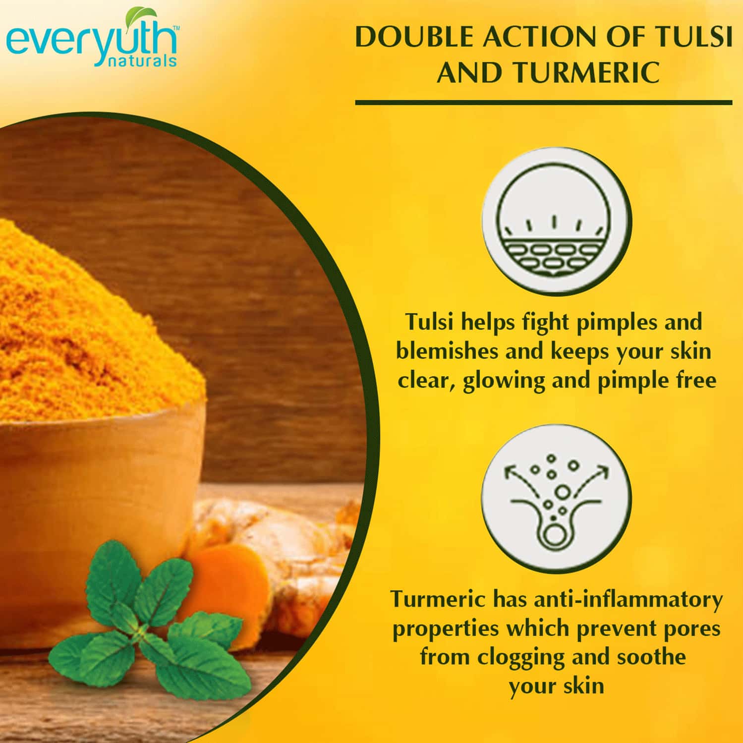 Buy EVERYUTH NATURALS ANTI ACNE ANTI MARKS TULSI TURMERIC FACE WASH 150 GM Online & Get Upto 60
