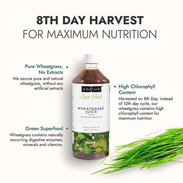 Kapiva Wheatgrass Juice 1L | Ayurvedic Juice For Detoxification | High Chlorophyll