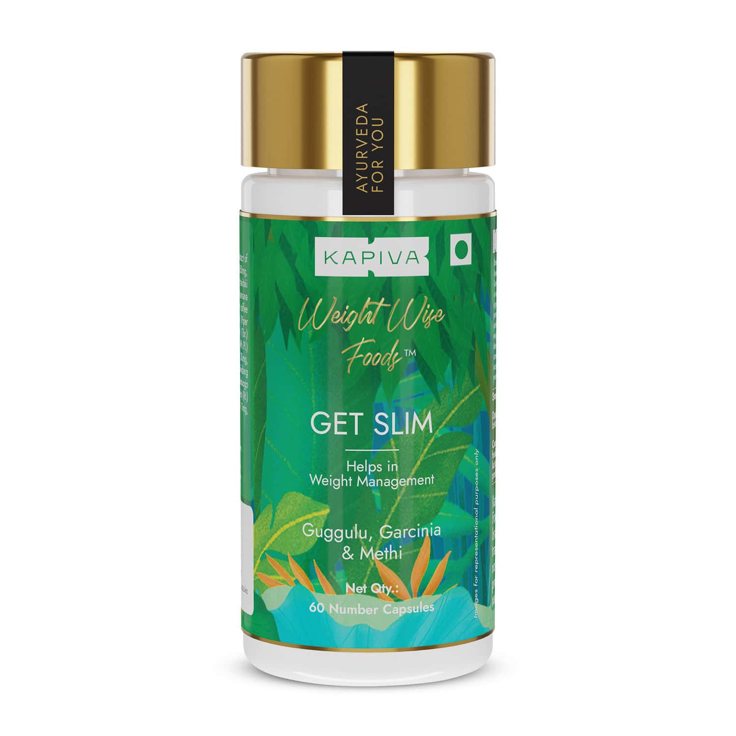 Kapiva Get Slim Capsules - 14 Ayurvedic Herbs For Weight Loss | 60 Capsules