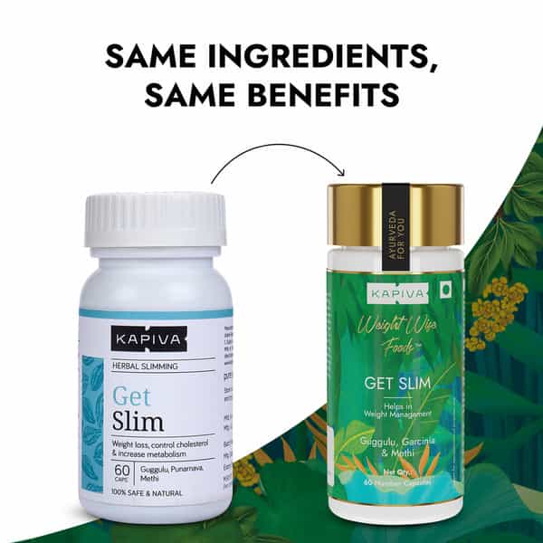 Kapiva Get Slim Capsules - 14 Ayurvedic Herbs For Weight Loss | 60 Capsules