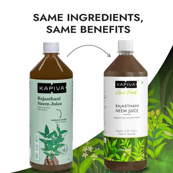 Kapiva Rajasthani Neem Juice 1L| Natural Juice Made From Fresh Neem Leaves | Healthy Hair & Skin