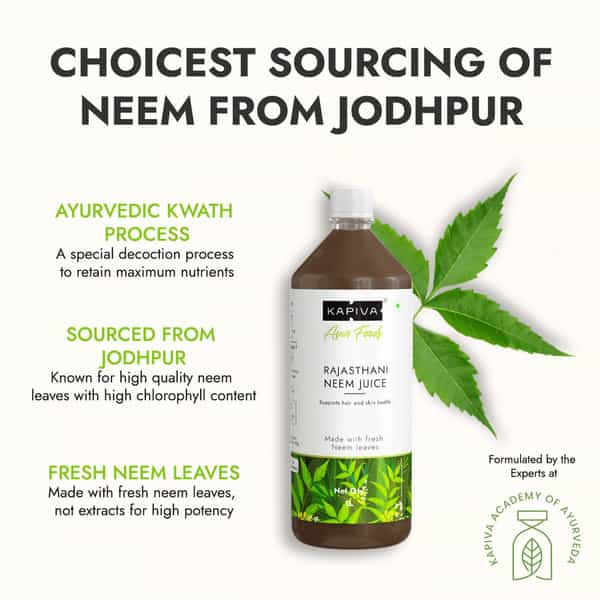 Kapiva Rajasthani Neem Juice 1L| Natural Juice Made From Fresh Neem Leaves | Healthy Hair & Skin