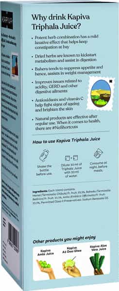 Kapiva Triphala Juice 1L| Ayurvedic Formula Acts As Herbal Laxative | Digestive Care