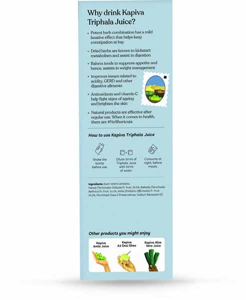 Kapiva Triphala Juice 1L| Ayurvedic Formula Acts As Herbal Laxative | Digestive Care